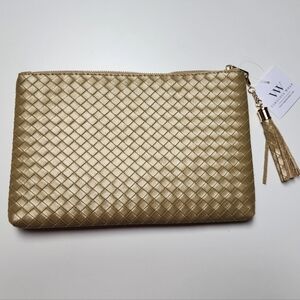 Virginia Wolf Mimi Woven Pouch Gold Metallic